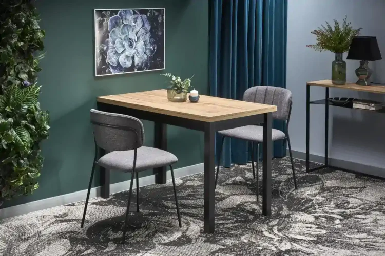 Stół Cobalt 120 cm w stylu loftowym do jadalni dąb wotan/czarny