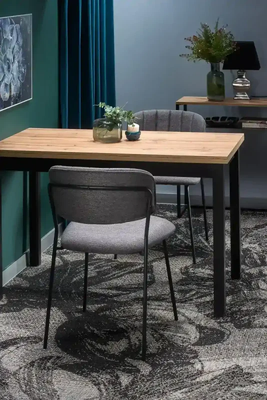 Stół Cobalt 120 cm w stylu loftowym do jadalni dąb wotan/czarny