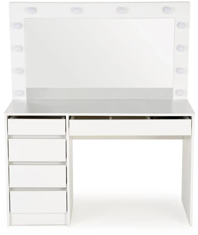 Toaletka Hollywood XL 120 cm z lustrem oświetlenie LED do sypialni biały