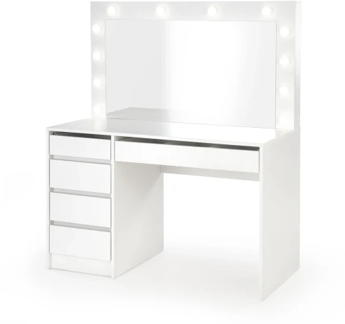 Toaletka Hollywood XL 120 cm z lustrem oświetlenie LED do sypialni biały