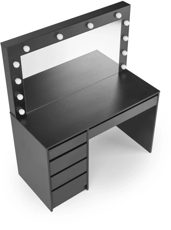 Toaletka Hollywood XL 120 cm z lustrem oświetlenie LED do sypialni czarny