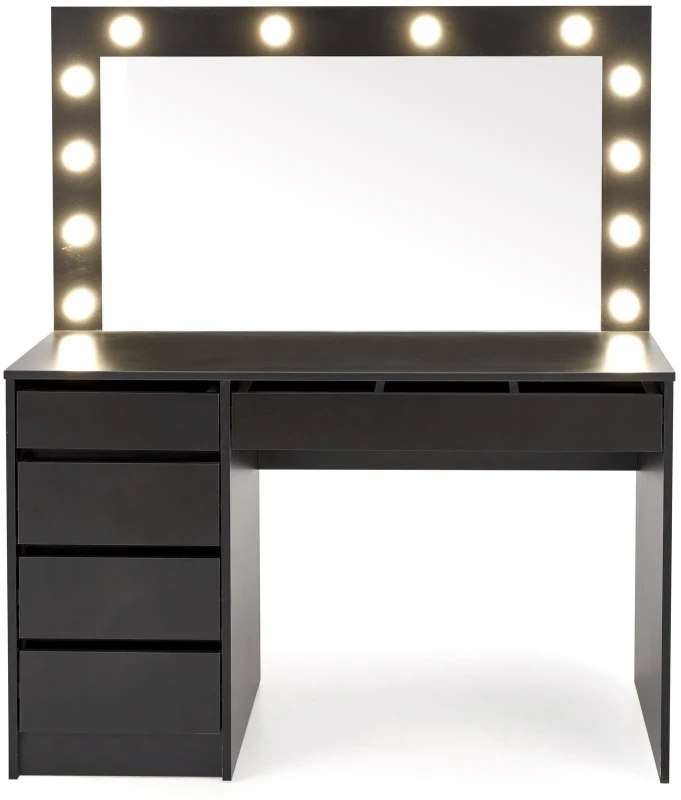 Toaletka Hollywood XL 120 cm z lustrem oświetlenie LED do sypialni czarny