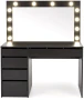 Toaletka Hollywood XL 120 cm z lustrem oświetlenie LED do sypialni czarny