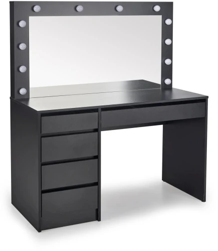 Toaletka Hollywood XL 120 cm z lustrem oświetlenie LED do sypialni czarny