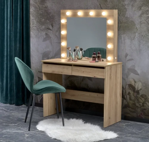 Toaletka Hollywood 94 cm z lustrem oświetlenie LED do sypialni dąb artisan