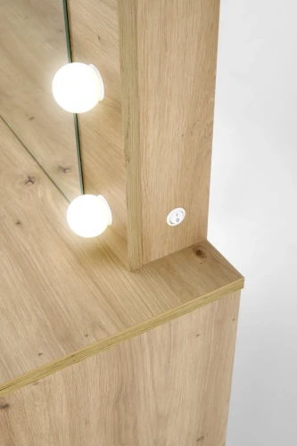 Toaletka Hollywood 94 cm z lustrem oświetlenie LED do sypialni dąb artisan