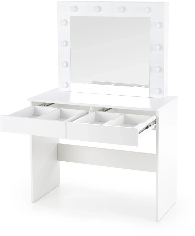 Toaletka Hollywood 94 cm z lustrem oświetlenie LED do sypialni biały