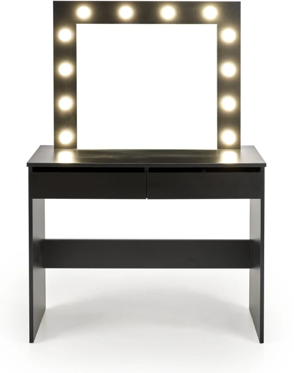 Toaletka Hollywood 94 cm z lustrem oświetlenie LED do sypialni czarny