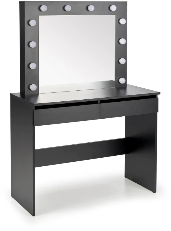 Toaletka Hollywood 94 cm z lustrem oświetlenie LED do sypialni czarny