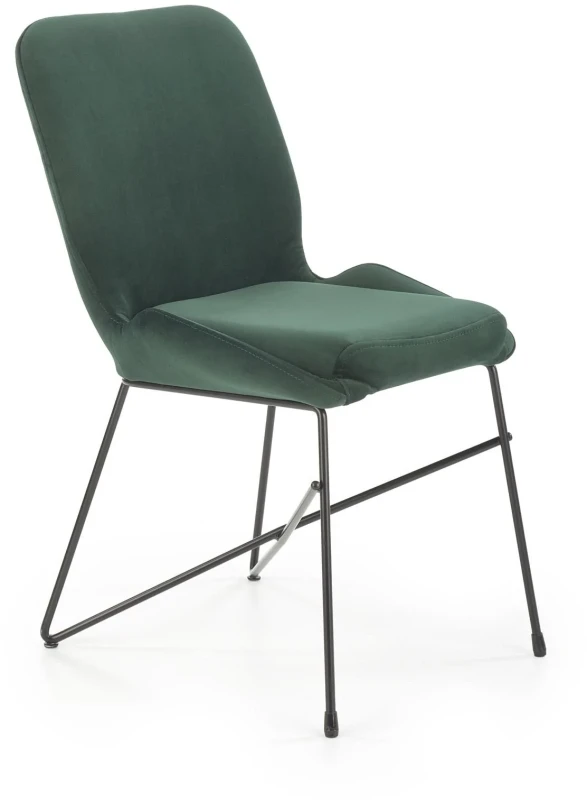 Krzesło tapicerowane K-454 na metalowym stelażu do salonu czarny/ciemny zielony