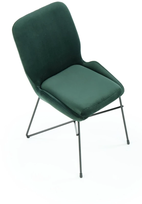 Krzesło tapicerowane K-454 na metalowym stelażu do salonu czarny/ciemny zielony