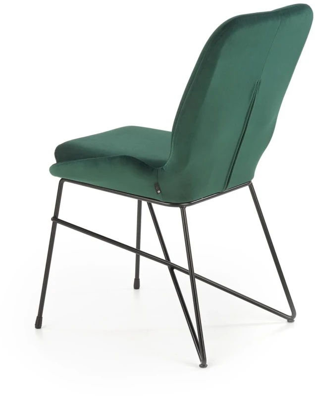 Krzesło tapicerowane K-454 na metalowym stelażu do salonu czarny/ciemny zielony