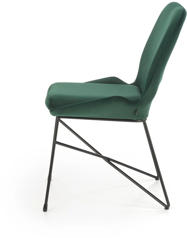 Krzesło tapicerowane K-454 na metalowym stelażu do salonu czarny/ciemny zielony