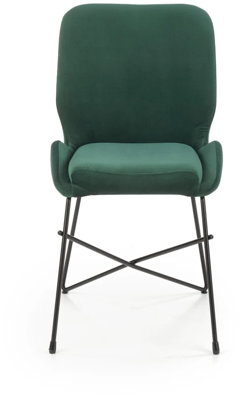 Krzesło tapicerowane K-454 na metalowym stelażu do salonu czarny/ciemny zielony
