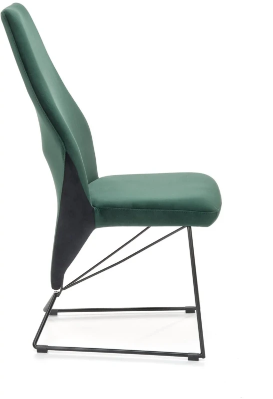 Krzesło tapicerowane K-485 na metalowym stelażu do salonu czarny/ciemny zielony