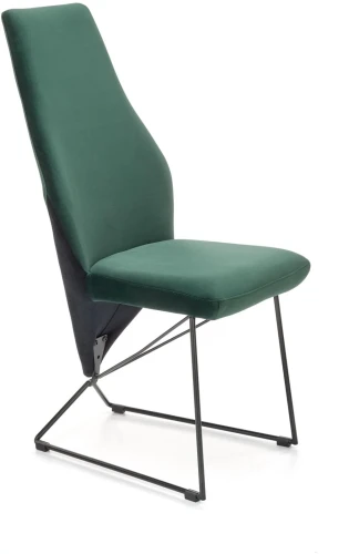 Krzesło tapicerowane K-485 na metalowym stelażu do salonu czarny/ciemny zielony