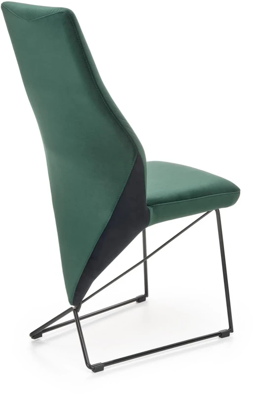 Krzesło tapicerowane K-485 na metalowym stelażu do salonu czarny/ciemny zielony