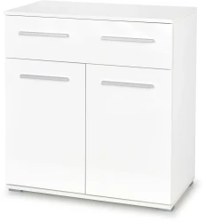Komoda Lima 77 cm dwudrzwiowa z szufladą biały mat / biały połysk