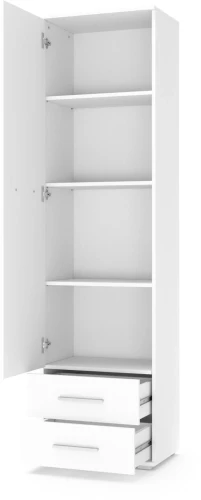 Regał Lima 60 cm z 2 szufladami do salonu biały wysoki połysk