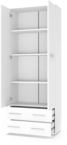 Regał Lima 77 cm z 2 szufladami do salonu biały wysoki połysk