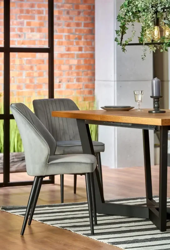 Stół rozkładany Massive 160-250 cm loftowy do jadalni jasny dąb/czarny