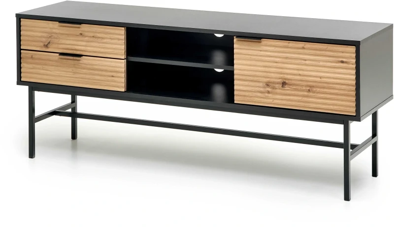 Szafka RTV Murano 150 cm z szufladami do salonu dąb artisan/czarny