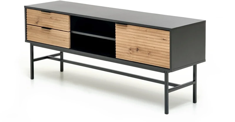 Szafka RTV Murano 150 cm z szufladami do salonu dąb artisan/czarny