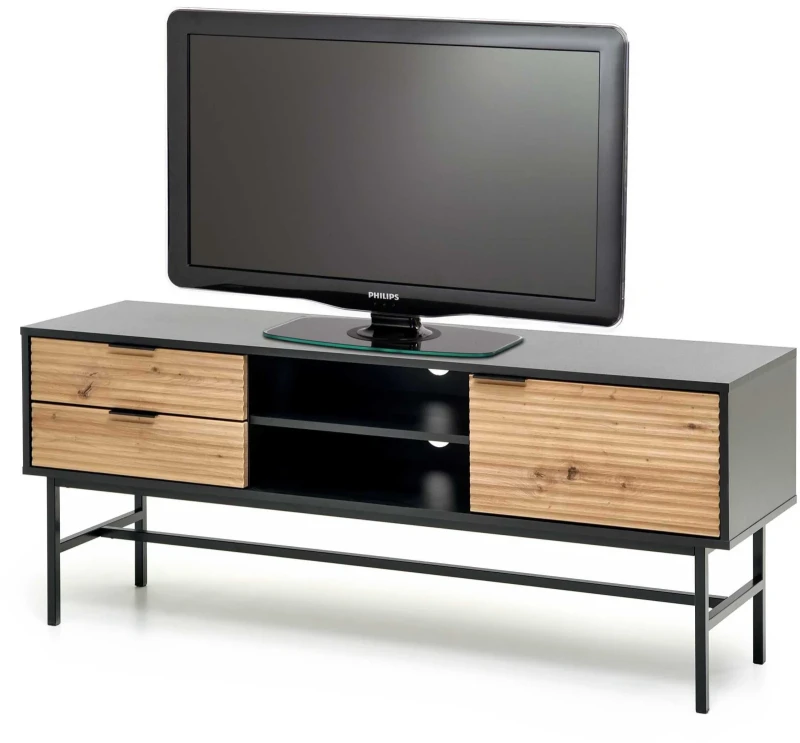 Szafka RTV Murano 150 cm z szufladami do salonu dąb artisan/czarny