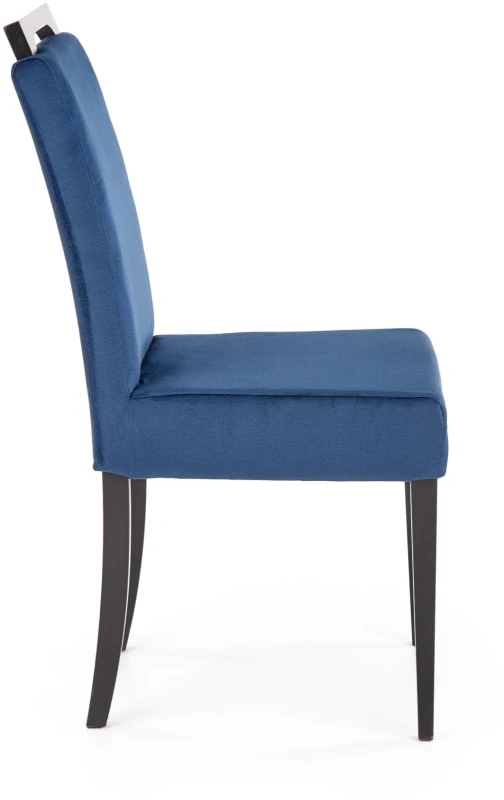 Krzesło drewniane Clarion z tapicerowanym siedziskiem do jadalni czarny/granatowy Monolith 77