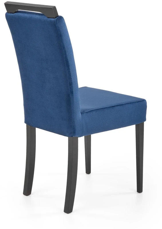 Krzesło drewniane Clarion z tapicerowanym siedziskiem do jadalni czarny/granatowy Monolith 77