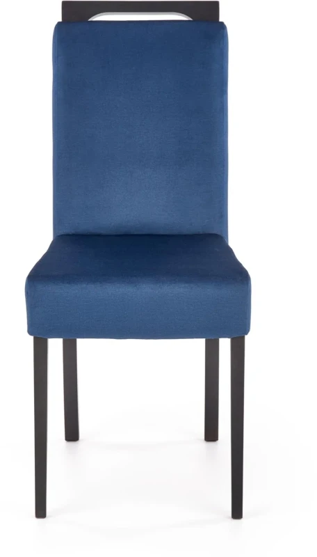 Krzesło drewniane Clarion z tapicerowanym siedziskiem do jadalni czarny/granatowy Monolith 77