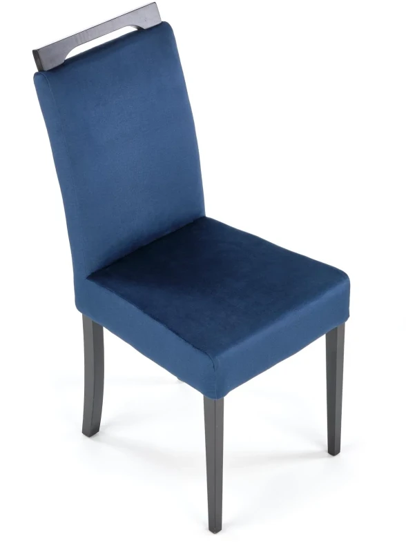 Krzesło drewniane Clarion z tapicerowanym siedziskiem do jadalni czarny/granatowy Monolith 77