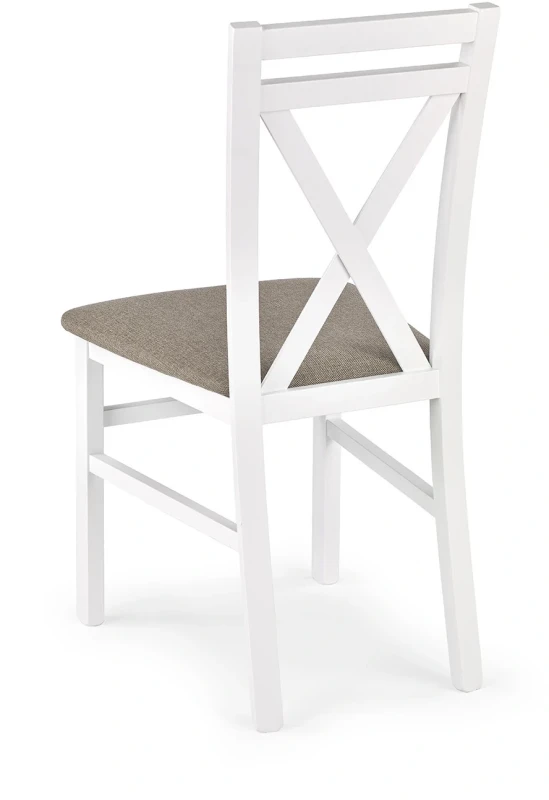 Krzesło drewniane Dariusz z tapicerowanym siedziskiem do jadalni biały/beżowy Inari 23