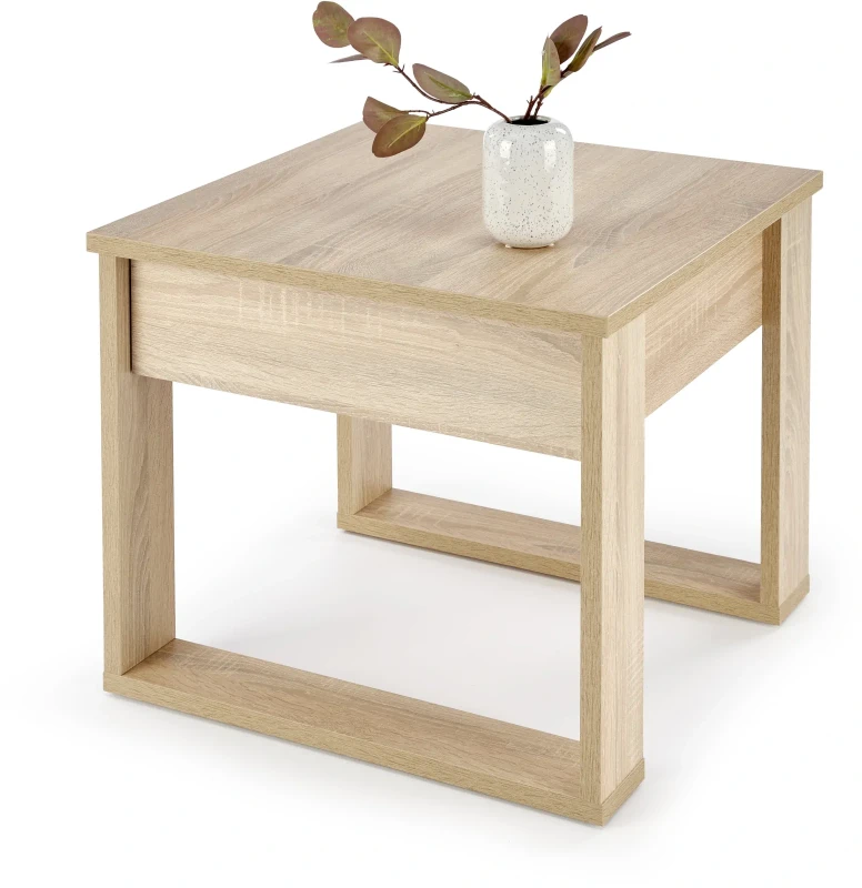 Stolik kawowy Nea Kwadrat 60 cm z szufladą do salonu dąb sonoma