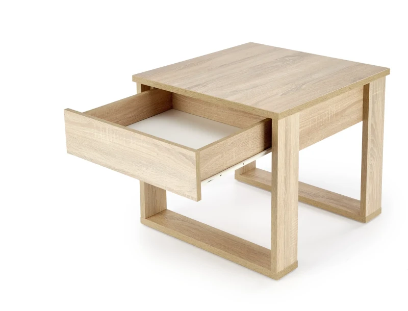 Stolik kawowy Nea Kwadrat 60 cm z szufladą do salonu dąb sonoma