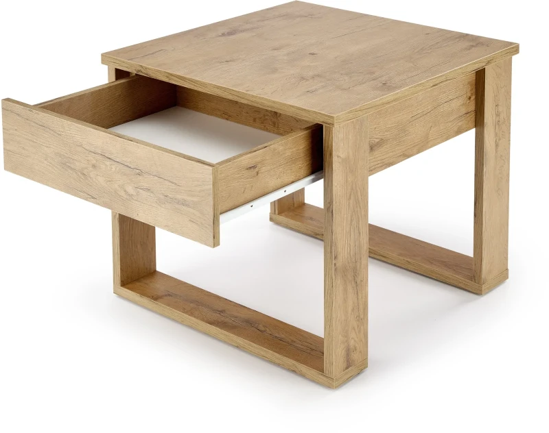 Stolik kawowy Nea Kwadrat 60 cm z szufladą do salonu dąb wotan