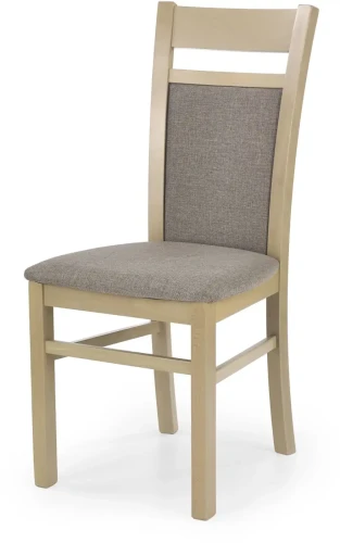 Krzesło drewniane Gerard 2 z tapicerowanym siedziskiem do jadalni dąb sonoma/beżowy