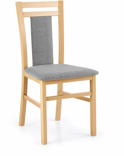 Krzesło drewniane Hubert 8 z tapicerowanym siedziskiem do salonu dąb miodowy/popielaty