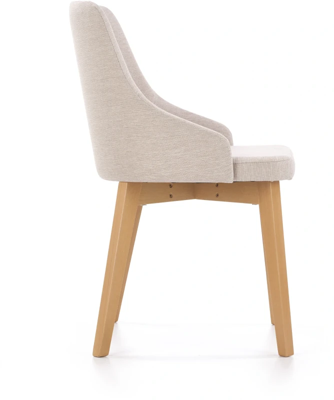 Krzesło tapicerowane Toledo na drewnianym stelażu do jadalni dąb miodowy/jasny beż