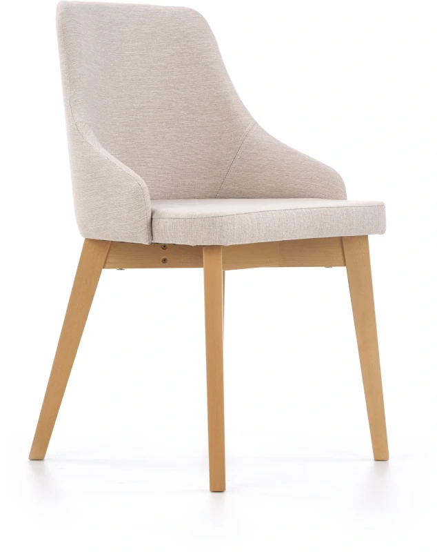 Krzesło tapicerowane Toledo na drewnianym stelażu do jadalni dąb miodowy/jasny beż