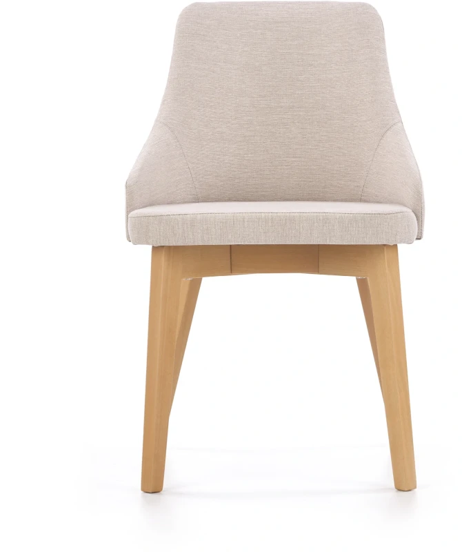 Krzesło tapicerowane Toledo na drewnianym stelażu do jadalni dąb miodowy/jasny beż