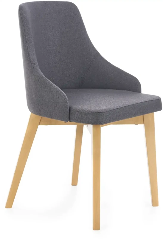 Krzesło tapicerowane Toledo na drewnianym stelażu do jadalni dąb miodowy/grafitowy