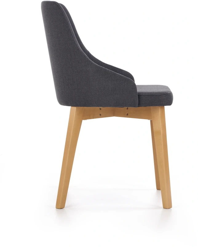 Krzesło tapicerowane Toledo na drewnianym stelażu do jadalni dąb miodowy/grafitowy