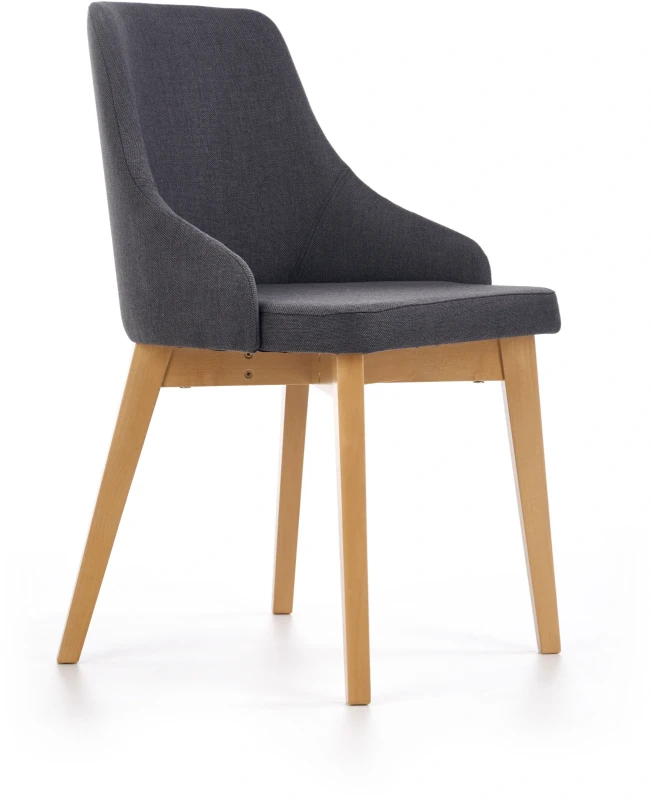 Krzesło tapicerowane Toledo na drewnianym stelażu do jadalni dąb miodowy/grafitowy