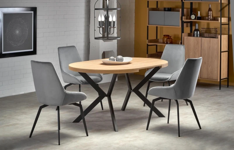 Stół rozkładany Peroni 100-250 cm dąb złoty / czarny