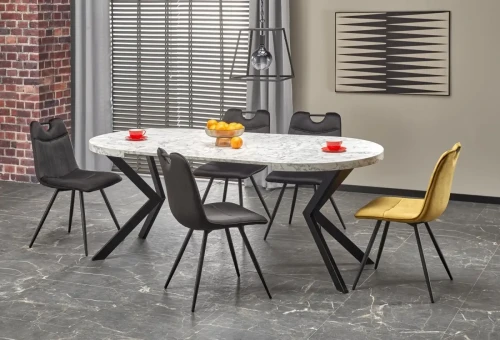 Stół rozkładany Peroni 100 - 250 cm biały marmur / czarny