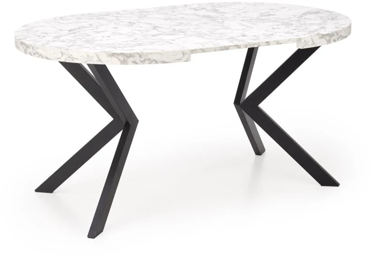 Stół rozkładany Peroni 100 - 250 cm biały marmur / czarny