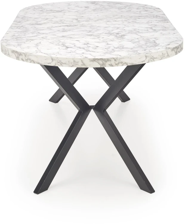 Stół rozkładany Peroni 100 - 250 cm biały marmur / czarny