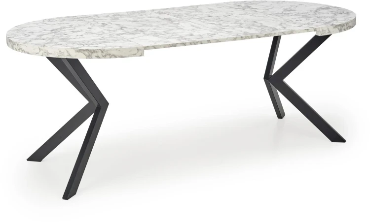 Stół rozkładany Peroni 100 - 250 cm biały marmur / czarny