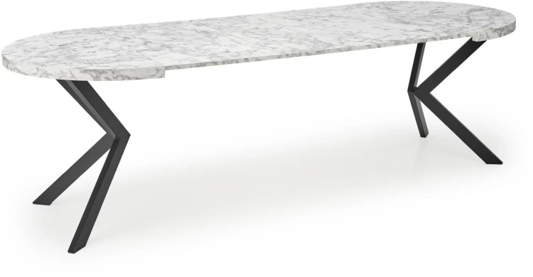 Stół rozkładany Peroni 100 - 250 cm biały marmur / czarny